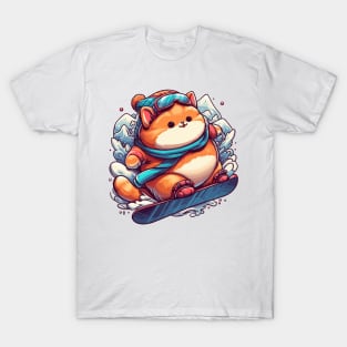 Kawaii cat snowboarder T-Shirt